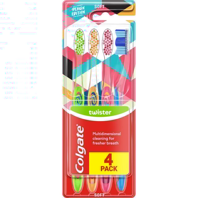 Colgate Tandborste Twister Soft 4 st | Baby, barn & förälder - Munvård för barn - Barntandborstar & tandtråd för barn,Munvård - Tandborste - Manuell tandborste | Apoteka