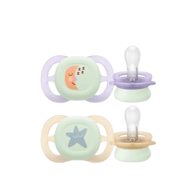Philips Avent Soother Ultra Start Glow Napp Lila/Grön 0+ månader 2 st | Baby, barn & förälder - Nappar & napphållare - Nattnappar,Baby, barn & förälder - Nappar & napphållare - Nappar för nyfödda,Baby, barn & förälder - Nappar & napphållare - Nappar | Apoteka