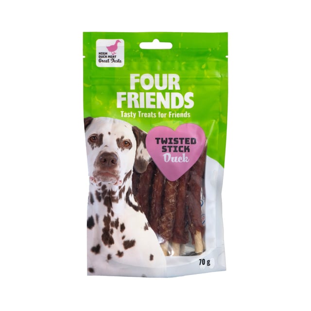 Fourfriends Twisted Stick Duck 12,5 cm 7 st | Djur - Djurgodis - Hundben & tuggben | Apoteka