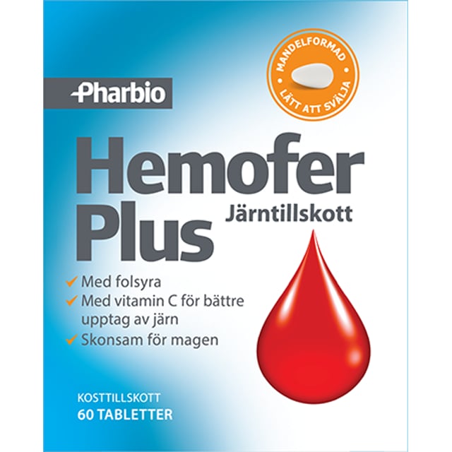 Hemofer Järntillskott Plus 60 tabletter | Vitaminer & kosttillskott - Vitaminer & mineraler - Järn | Apoteka