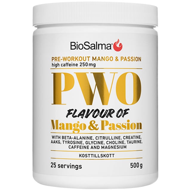 BioSalma PWO Mango och Passionsfrukt 500 g | Träning - Energigivande - Kreatin,Träning - Energigivande - PWO,Vitaminer & kosttillskott - Elektrolyter,Vitaminer & kosttillskott - Aminosyror | Apoteka