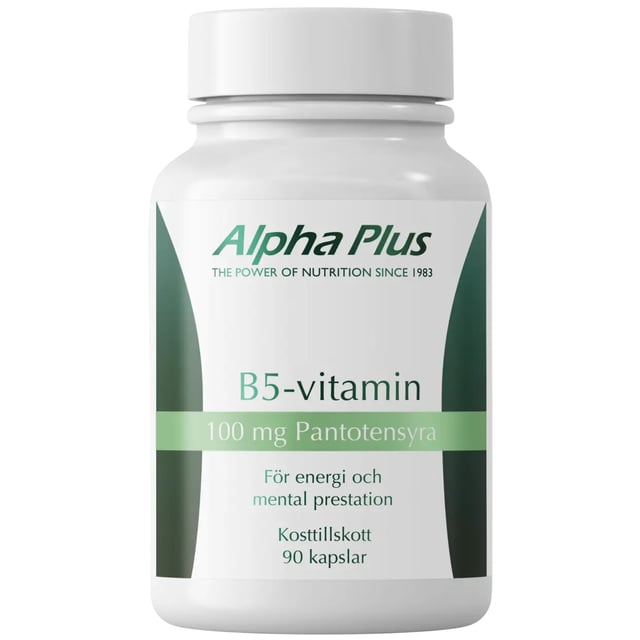 Alpha Plus B5-vitamin 90 kapslar | Vitaminer & kosttillskott - Vitaminer & mineraler - B-vitaminer - Vitamin B5 Pantotensyra | Apoteka