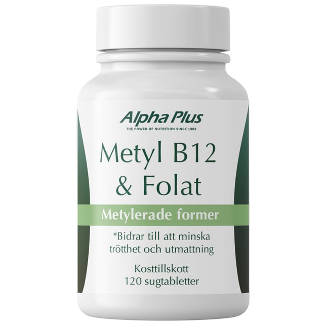 Alpha Plus Metyl B12 & Folat 120 sugtabletter | Vitaminer & kosttillskott - Vitaminer & mineraler - B-vitaminer - Vitamin B9 Folsyra,Vitaminer & kosttillskott - Vitaminer & mineraler - B-vitaminer - Vitamin B12 Kobalamin | Apoteka
