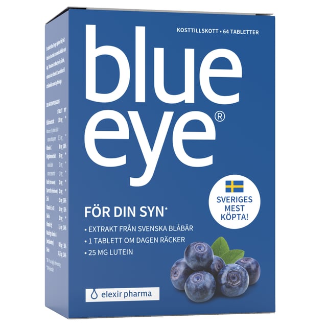 Elexir Pharma BlueEye Blåbär & Lutein 64 tabletter | Vitaminer & kosttillskott - Ögonvitaminer | Apoteka