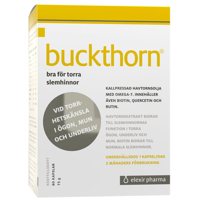 Buckthorn Kosttillskott med Havtornsolja 60 kapslar | Vitaminer & kosttillskott - Ögonvitaminer,Vitaminer & kosttillskott - Omega-3 & fettsyror | Apoteka