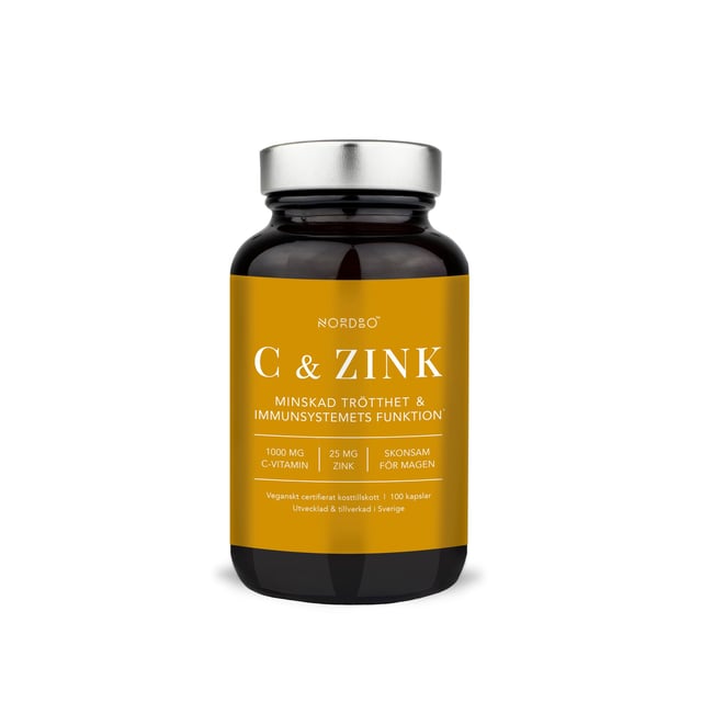 Nordbo C-vitamin & Zink 100 Kapslar | Vitaminer & kosttillskott - Vitaminer & mineraler - Zink,Vitaminer & kosttillskott - Vitaminer & mineraler - C-vitamin,Vitaminer & kosttillskott - Immunförsvar | Apoteka