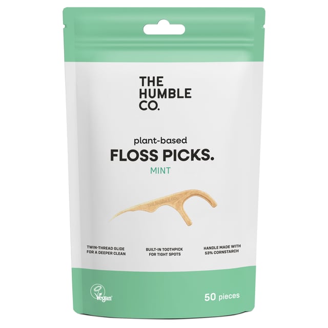 The Humble Co. Floss Picks Original Tandtrådsbyglar Mint 50 st | Munvård - Mellanrumsrengöring - Tandpetare | Apoteka