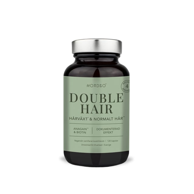 Nordbo Double Hair 120 kapslar | Vitaminer & kosttillskott - Vitaminer & mineraler - B-vitaminer - Vitamin B7 Biotin,Vitaminer & kosttillskott - Växtbaserade kosttillskott,Vitaminer & kosttillskott - Hud, hår & naglar | Apoteka