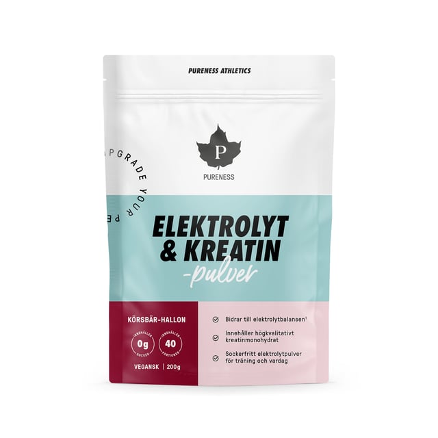 Pureness Elektrolyt & Kreatinpulver Körsbär Hallon 200 g | Träning - Energigivande - Kreatin,Vitaminer & kosttillskott - Elektrolyter | Apoteka