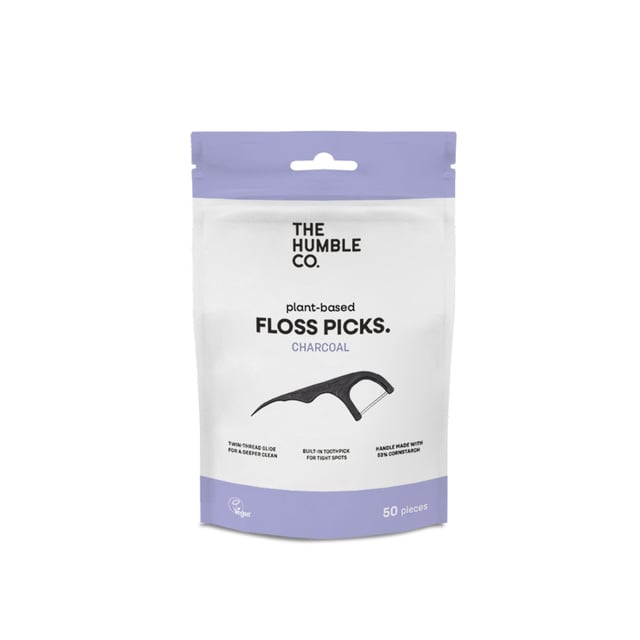 The Humble Co. Floss Picks Original Tandtrådsbyglar Charcoal 50 st | Munvård - Mellanrumsrengöring - Tandtråd & byglar | Apoteka