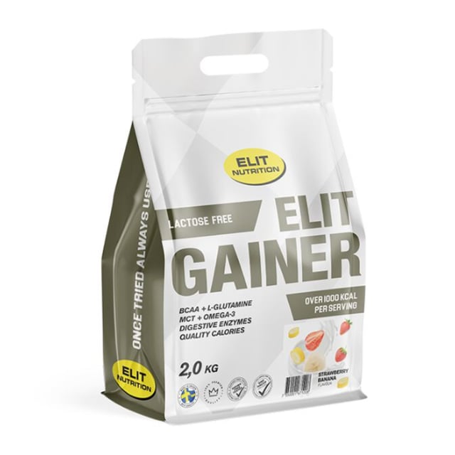 Elit Nutrition Gainer Laktosfri Strawberry Banana 2kg | Träning - Proteintillskott - Proteinpulver - Vassleprotein | Apoteka