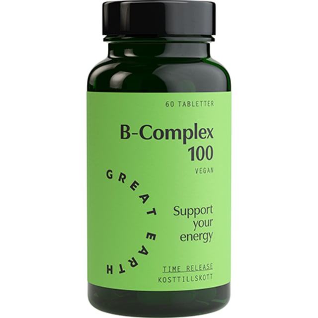 Great Earth B-Complex 100mg 60 tabletter | Vitaminer & kosttillskott - Vitaminer & mineraler - B-vitaminer - B-vitaminkomplex | Apoteka