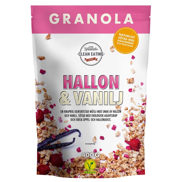 Clean Eating Granola Hallon & Vanilj 400 g | Mat & dryck - Skafferi - Gröt, flingor & müsli | Apoteka