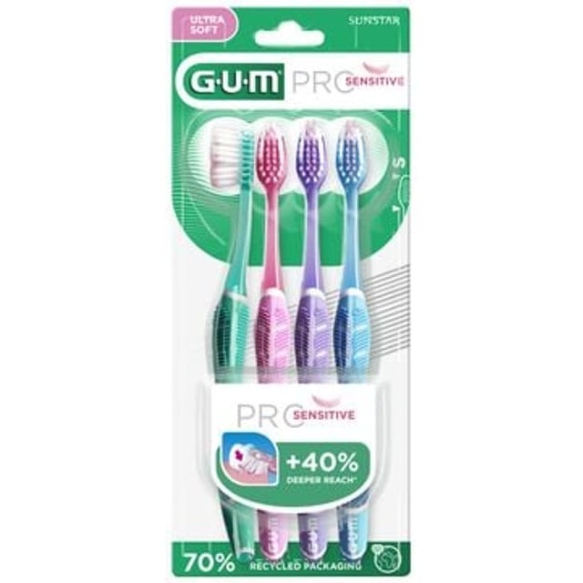 GUM Pro Sensistive Tandborste 4 st | Munvård - Tandborste - Manuell tandborste | Apoteka