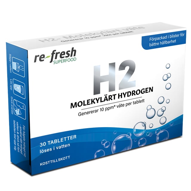 Re-fresh Superfood H2 Molekylärt Väte 30 tabletter | Vitaminer & kosttillskott - Vitaminer & mineraler - Magnesium | Apoteka