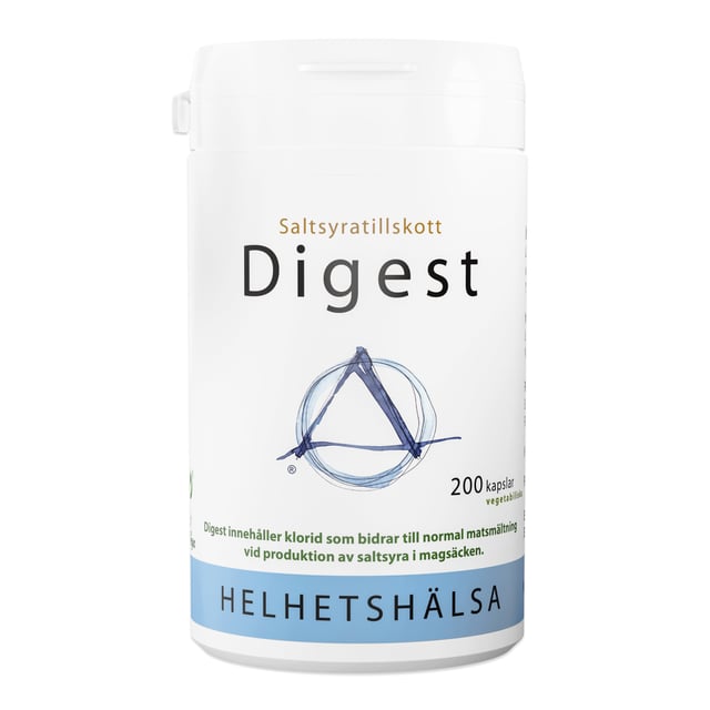 Helhetshälsa Digest Saltsyratillskott 200 kapslar | Vitaminer & kosttillskott - Kosttillskott för mage - Matsmältningsenzymer | Apoteka