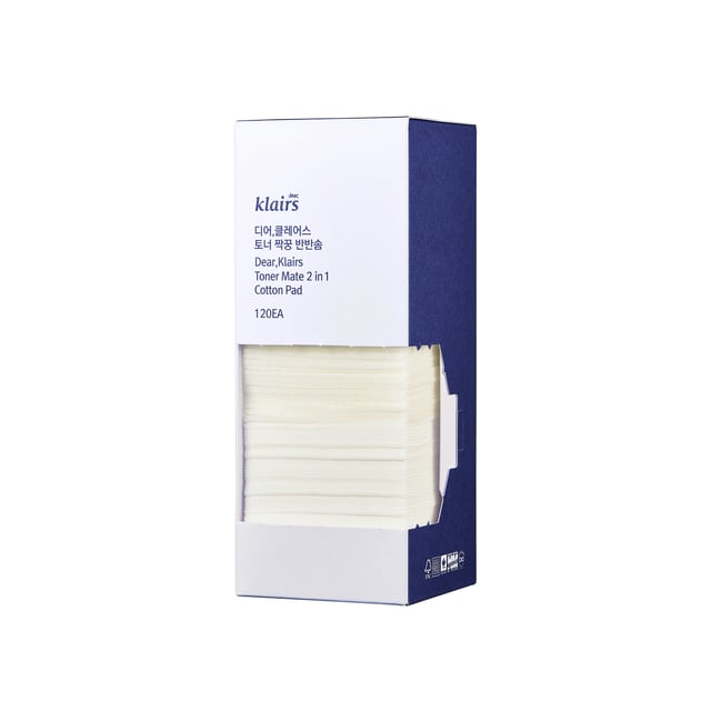 Klairs Toner Mate 2 in 1 Cotton Pad 60pcs | Hudvård - Ansiktsvård - Tillbehör - Bomullspads,Hudvård - Ansiktsvård - Ansiktsrengöring | Apoteka