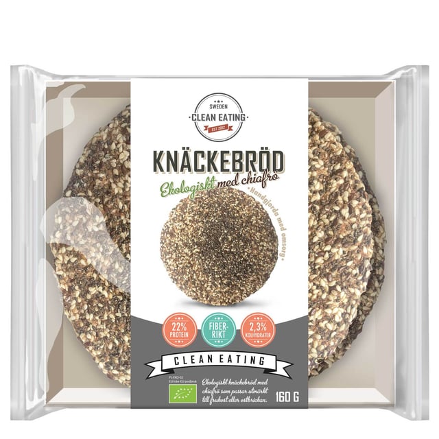 Clean Eating Ekologiskt Chia Knäckebröd 160 g | Mat & dryck - Skafferi - Bröd | Apoteka