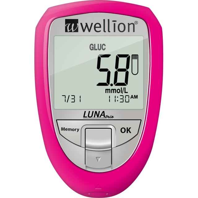 Wellion LUNA Trio Glukosmätare Rosa | Hjälpmedel & säkerhet - Diabetes - Teststickor & blodsockermätare | Apoteka