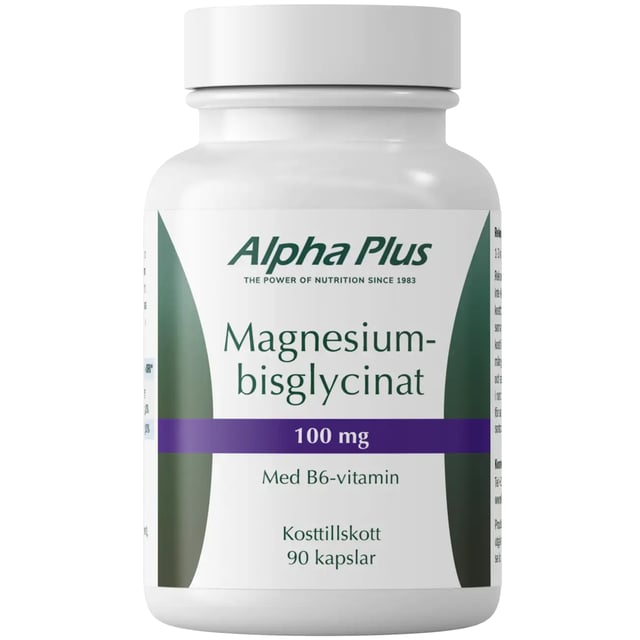 Alpha Plus Magnesiumbisglycinat 100 mg 90 kapslar | Vitaminer & kosttillskott - Vitaminer & mineraler - B-vitaminer - Vitamin B6 Pyridoxin,Vitaminer & kosttillskott - Vitaminer & mineraler - Magnesium | Apoteka