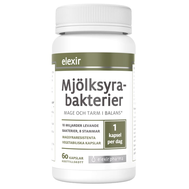 Elexir Mjölksyrebakterier Kosttillskott 60 st kapslar | Vitaminer & kosttillskott - Kosttillskott för mage - Mjölksyrabakterier,Mage & tarm - Mjölksyratabletter,Hjälpmedel & säkerhet - Till resan | Apoteka