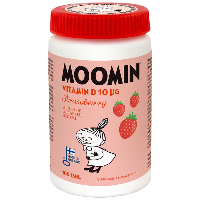 Moomin Vitamin D Tuggtablett Jordgubb 100 Tabletter