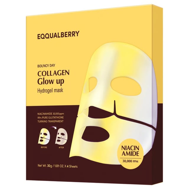 EQQUALBERRY Collagen Glow Up Hydrogel Mask 4 st