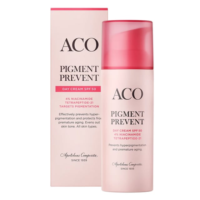ACO Face Pigment Prevent SPF50 Day Cream 50 ml | Hudvård - Ansiktsvård - Ansiktskräm - Dagkräm med SPF,Hudvård - Ansiktsvård - Ansiktskräm - Dagkräm,Hudvård - Hudbesvär - Pigmenteringar,Hudvård - Solskydd - Solskydd för ansikte | Apoteka