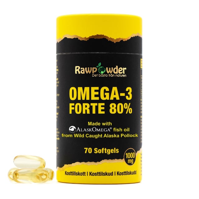 Rawpowder Alaska Omega-3 Forte 80% 1000 mg 70 Softgels | Vitaminer & kosttillskott - Omega-3 & fettsyror | Apoteka