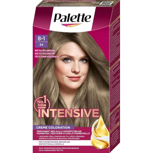 Palette Intensive Creme Coloration 8-1 Pärlemorskimrande Ljusblond
