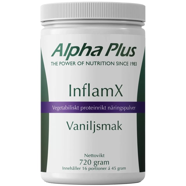 Alpha Plus InflamX Vaniljsmak 720 g | Träning - Proteintillskott - Proteinpulver - Veganskt proteinpulver | Apoteka