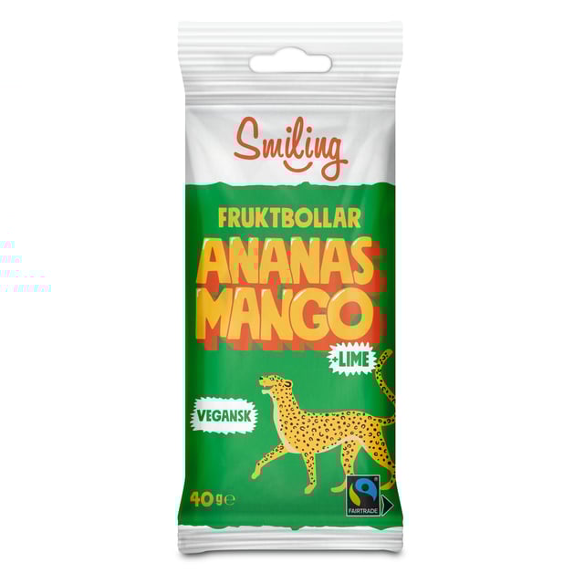 Smiling Fruktbollar Ananas Mango & Lime 40 g | Mat & dryck - Snacks & godis - Naturgodis,Mat & dryck - Skafferi - Torkad frukt, nötter & frön | Apoteka