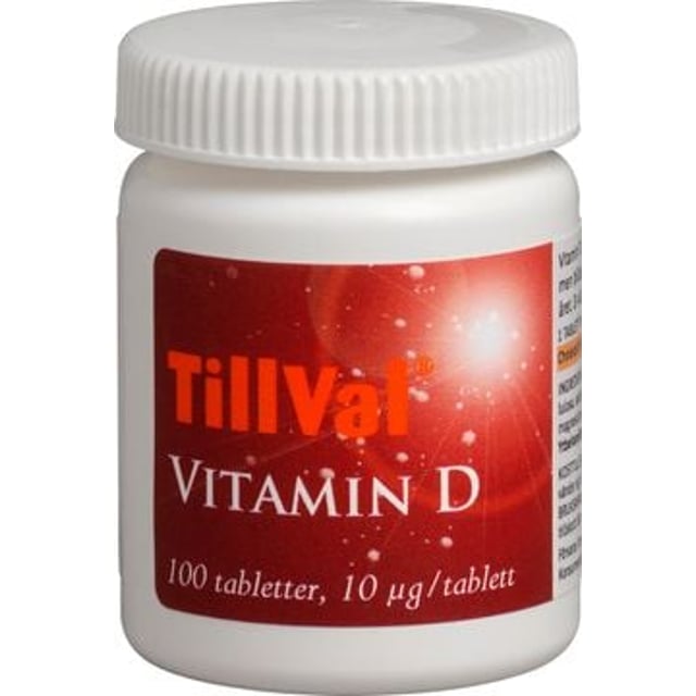 TillVal 10 µg D-vitamin 100 tabletter | Vitaminer & kosttillskott - Vitaminer & mineraler - D-vitamin,Vitaminer & kosttillskott - Immunförsvar | Apoteka