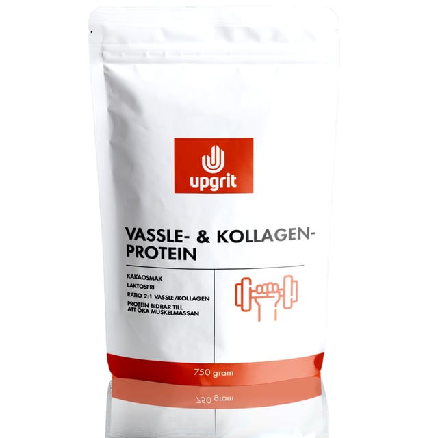 Upgrit Vassle & Kollagenprotein Kakao 750 g | Träning - Proteintillskott - Proteinpulver - Vassleprotein,Vitaminer & kosttillskott - Kollagen | Apoteka