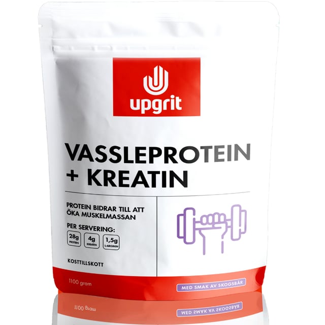 Upgrit Vassleprotein + Kreatin Skogsbär 1100gram | Träning - Proteintillskott - Proteinpulver - Vassleprotein | Apoteka