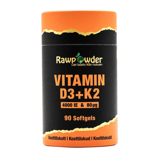 Rawpowder Vitamin D3 4000 + K2 80μg 90 softgels | Vitaminer & kosttillskott - Vitaminer & mineraler - D-vitamin | Apoteka