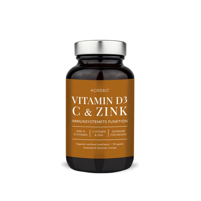 Nordbo Vegan D3, C & Zink 90 kapslar | Vitaminer & kosttillskott - Vitaminer & mineraler - Zink,Vitaminer & kosttillskott - Vitaminer & mineraler - C-vitamin,Vitaminer & kosttillskott - Vitaminer & mineraler - D-vitamin,Vitaminer & kosttillskott - Immunförsvar | Apoteka