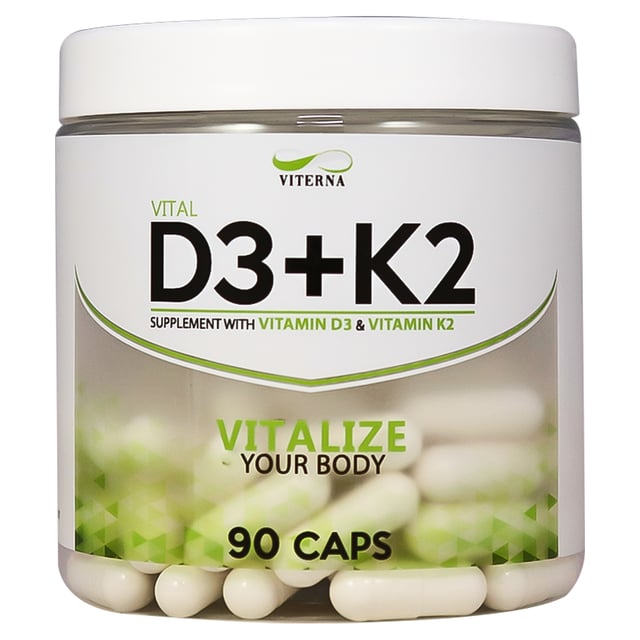 Viterna Vital D3 + K2 90 kapslar | Vitaminer & kosttillskott - Vitaminer & mineraler - K-vitamin,Vitaminer & kosttillskott - Vitaminer & mineraler - D-vitamin,Vitaminer & kosttillskott - Leder & muskler,Vitaminer & kosttillskott - Immunförsvar | Apoteka