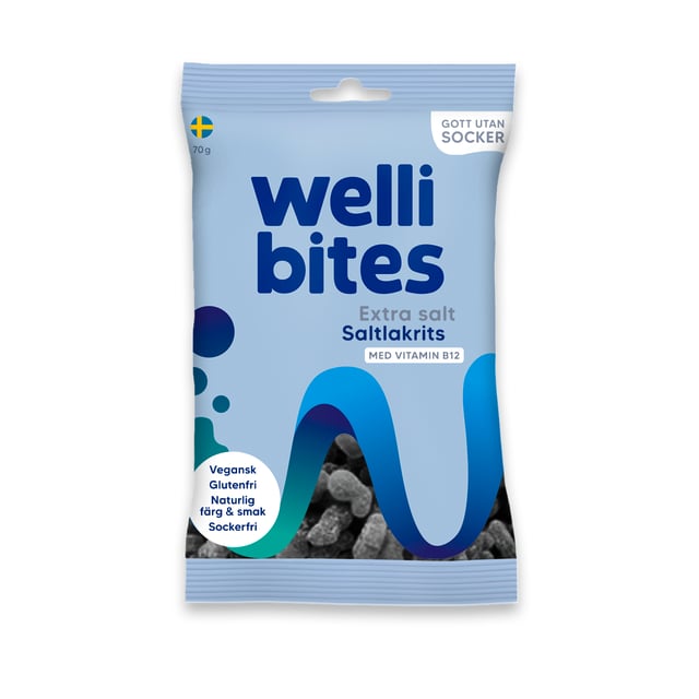 Wellibites Extra Salt Saltlakrits 70 g | Mat & dryck - Snacks & godis - Godis,Mat & dryck - Snacks & godis - Lakrits | Apoteka