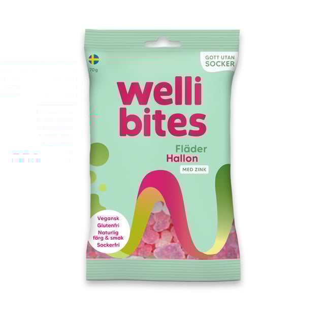 Wellibites Fläder & Hallon 70 g | Mat & dryck - Snacks & godis - Godis | Apoteka