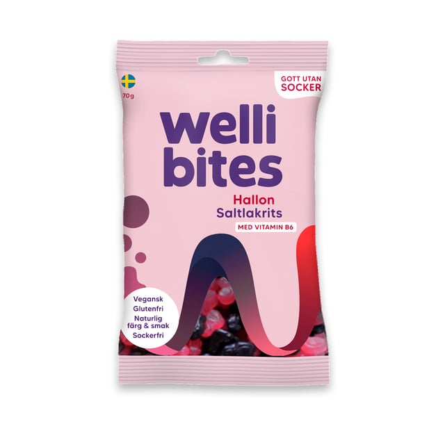 Wellibites Hallon & Saltlakrits 70 g | Mat & dryck - Snacks & godis - Godis | Apoteka