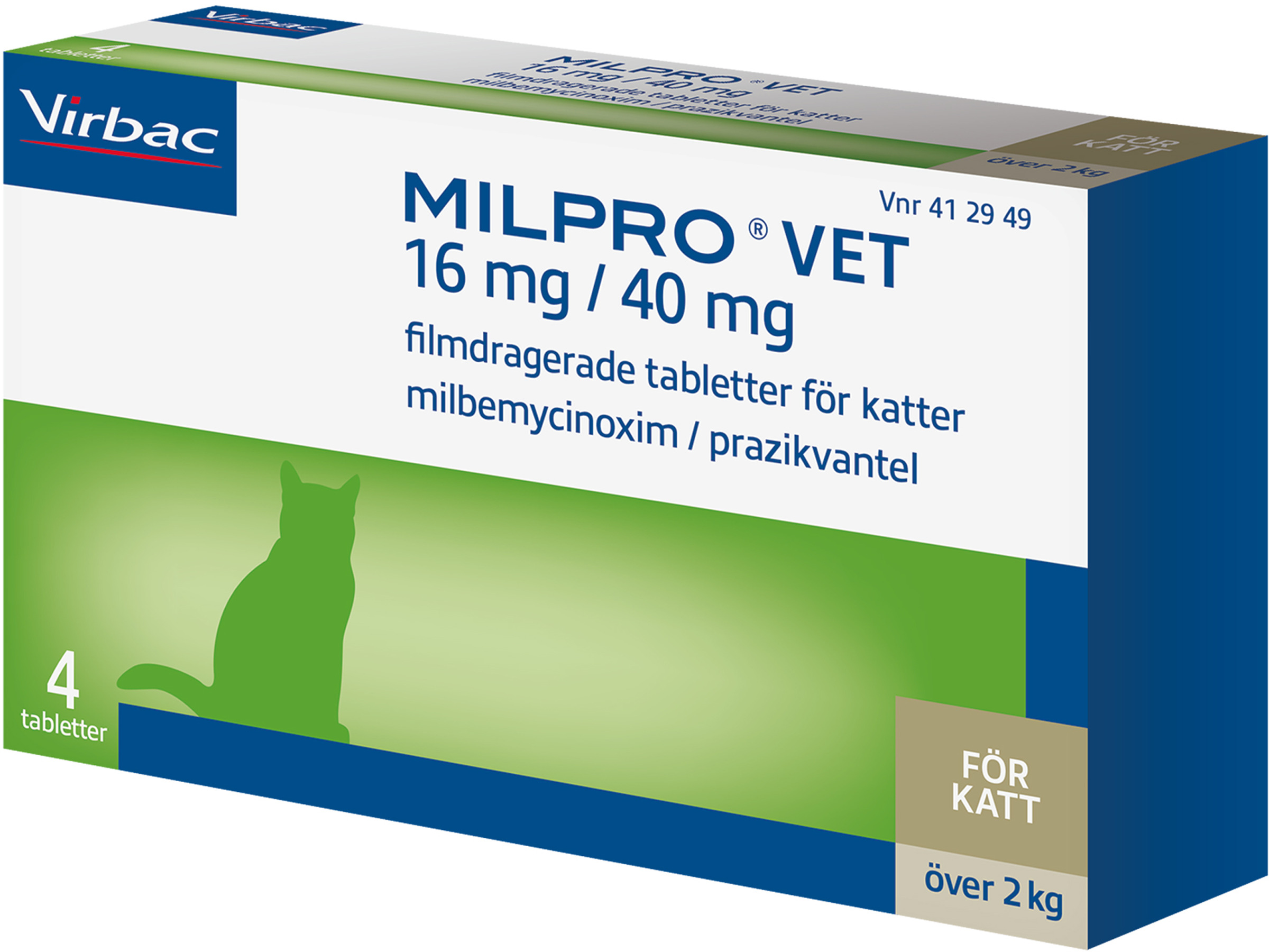 Virbac Milpro Vet 16 mg/40 mg Avmaskningsmedel för katter 4 tabletter