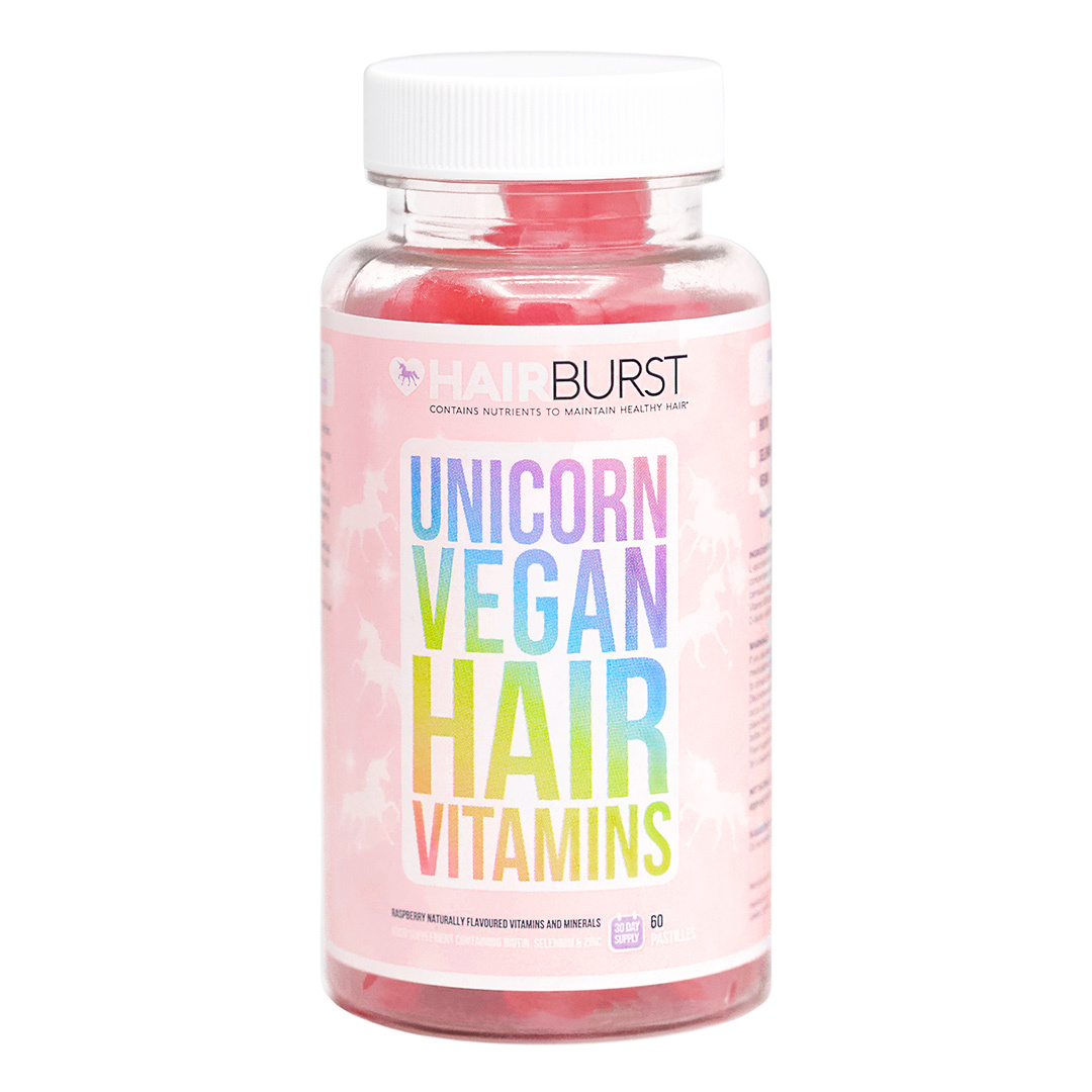 Hairburst Unicorn Veganska Hårvitaminer Hallon 60 tuggtabletter