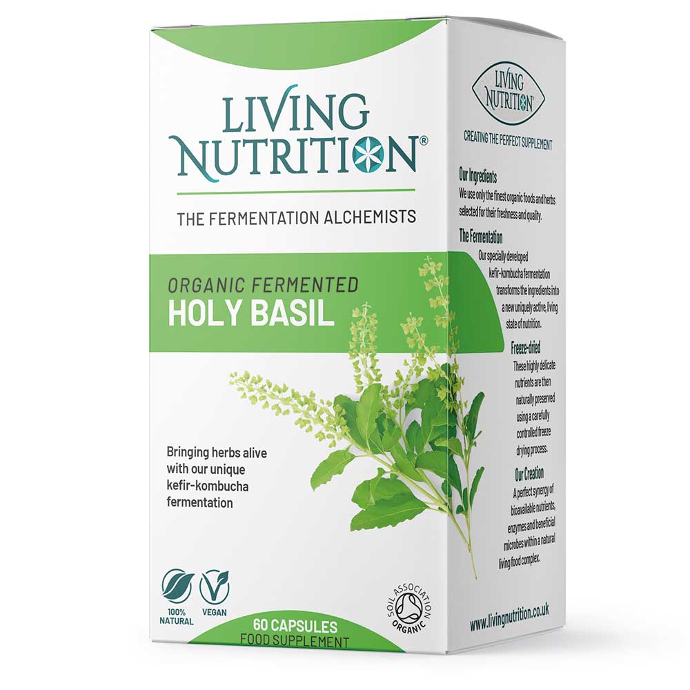 Living Nutrition Organic Fermented Holy Basil 60 kapslar