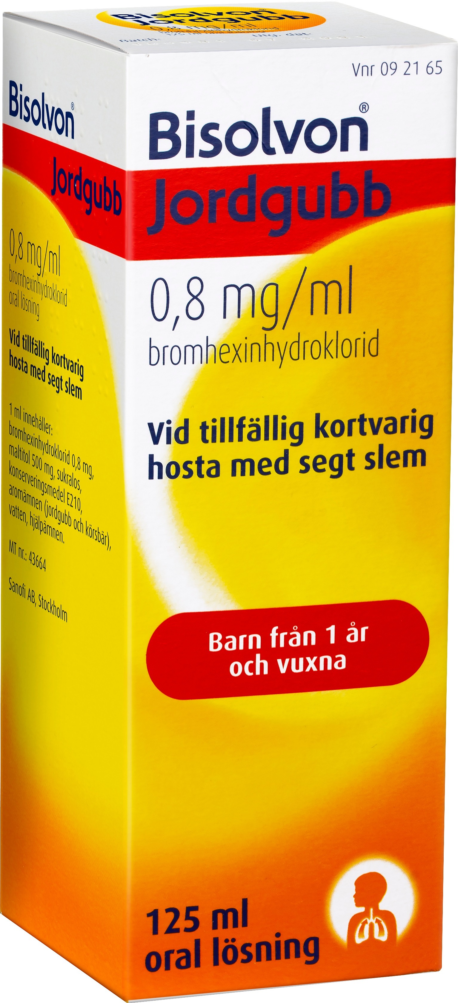 Bisolvon Jordgubb Oral Lösning 0,8mg/ml 125 ml