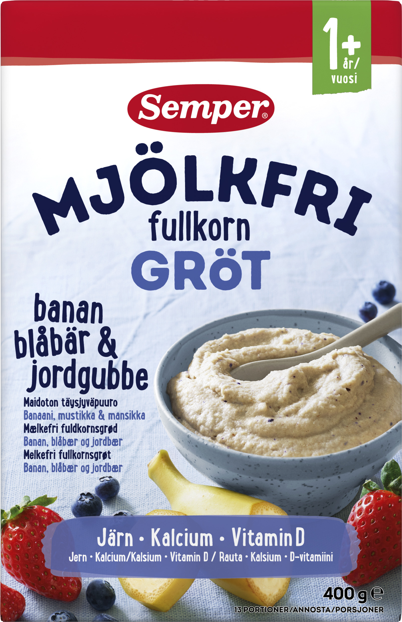 Semper Fullkornsgröt Banan Blåbär & Jordgubbe 400 g