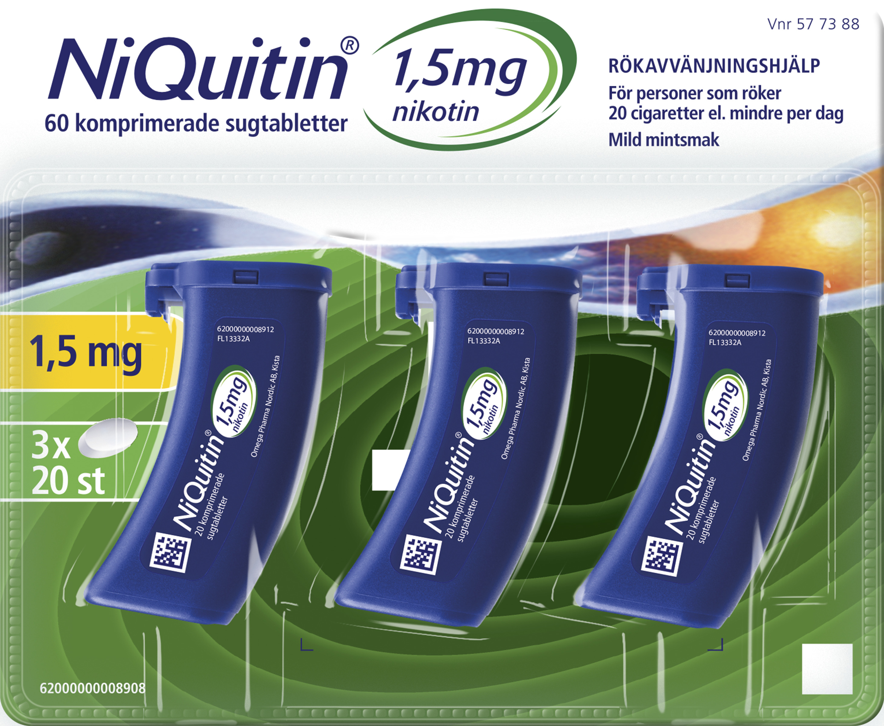 Niquitin Mint 1,5 mg Komprimerad Sugtablett 60 st