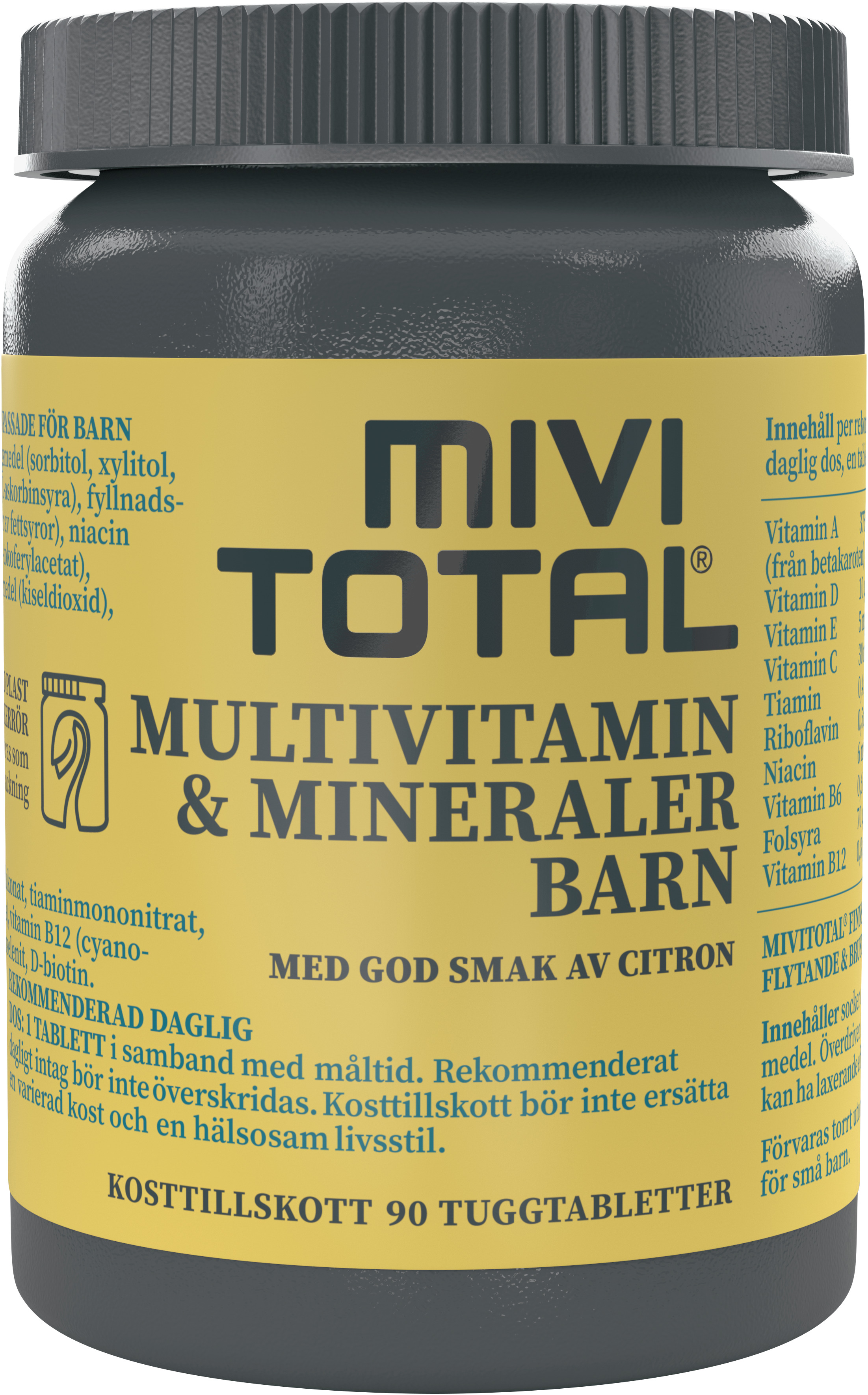 Mivitotal Multivitamin Barn Citron 90 tuggtabletter