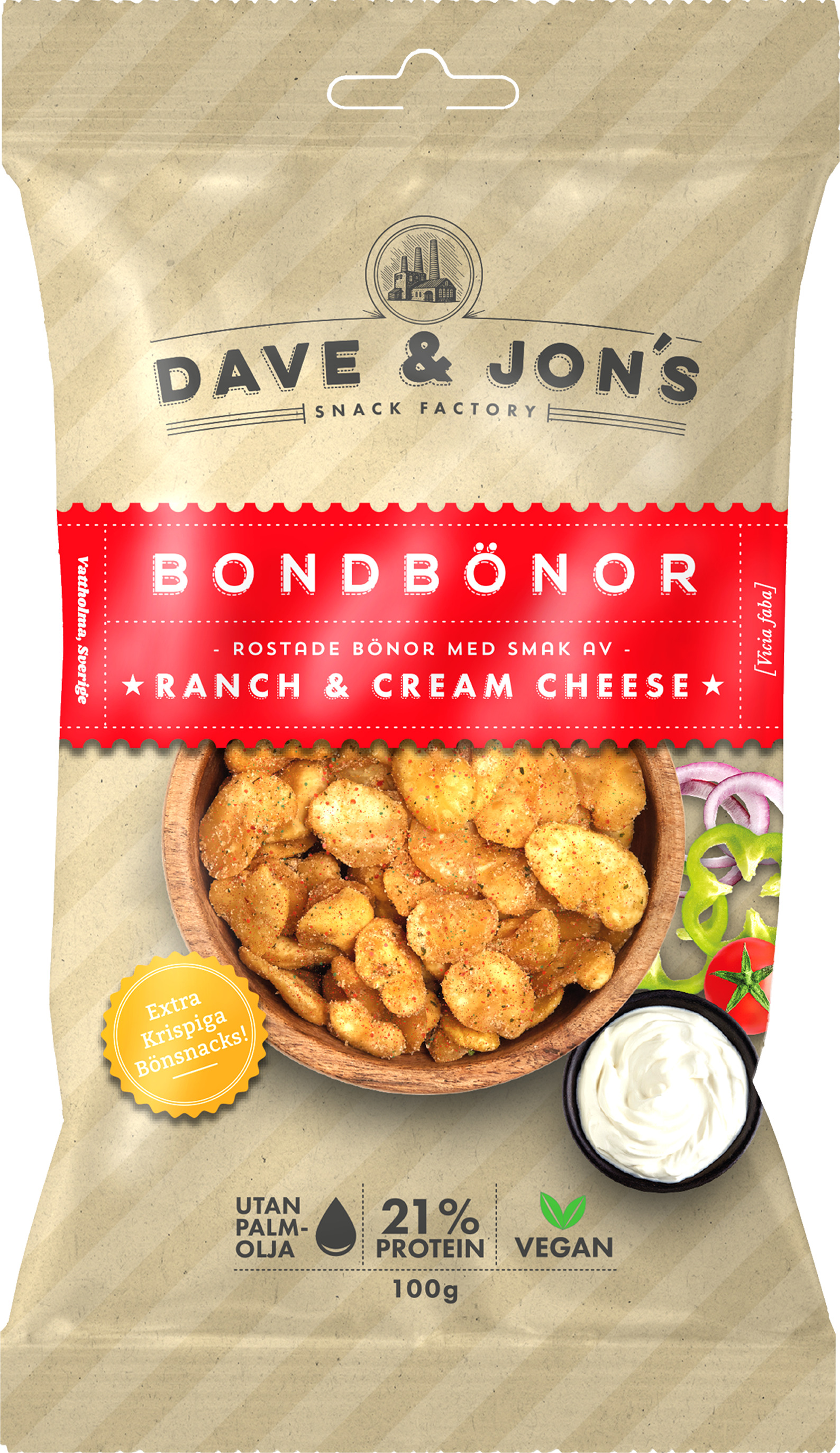 DAVE & JON´S Bondbönor Ranch & Cream Cheese 100 g