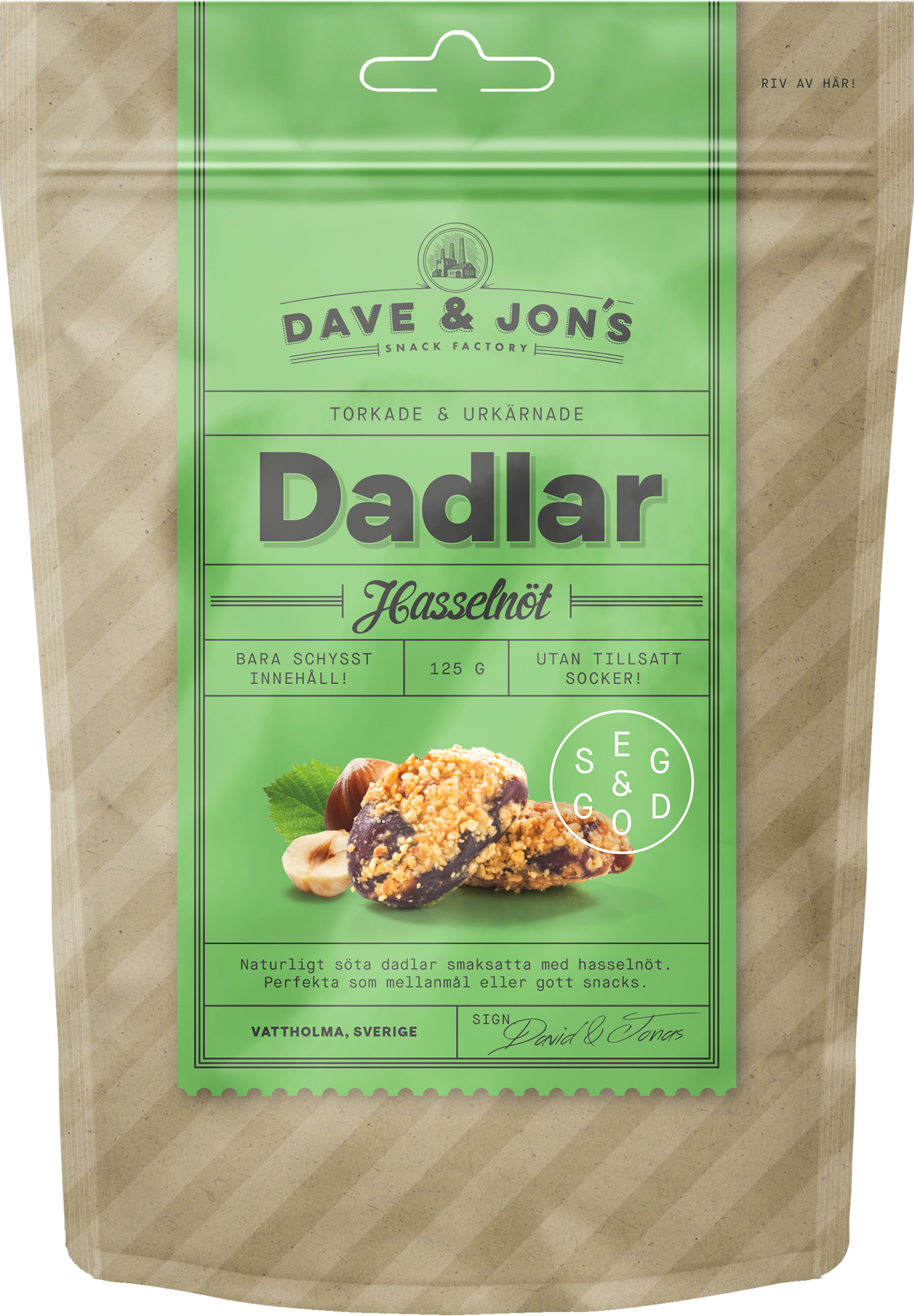 DAVE & JON´S Dadlar Hasselnöt 125 g